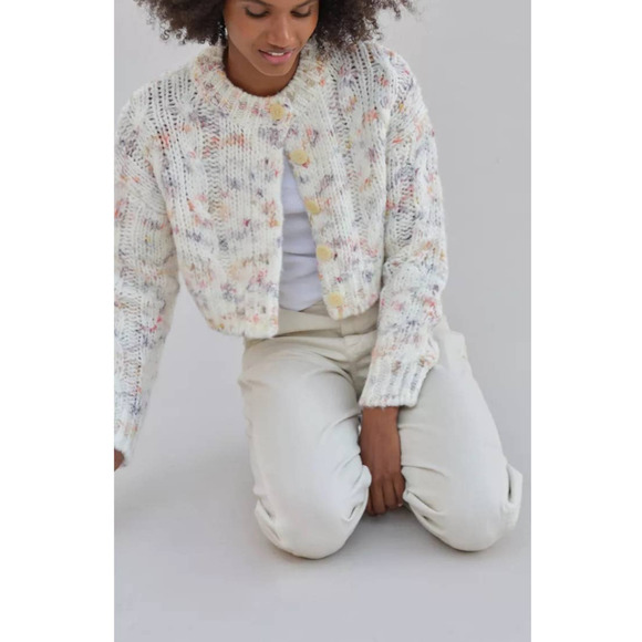 Urban Outfitters Sweaters - Urban Outfitters Cameron Cropped Cable Knit Cardigan Sweater Ivory Small